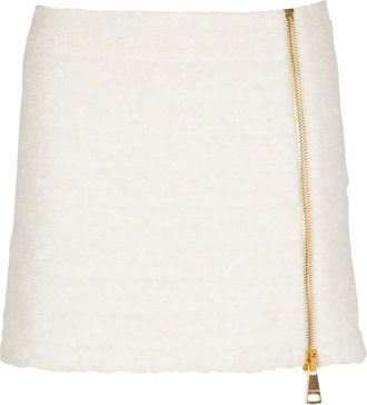 Balmain Tweed mini-rok met rits - Wit