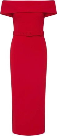 Rebecca Vallance Jurk met off-shoulder halslijn van cr&ecirc;pe - Dames - Feestkleedjes - Rood - M - Kleedjes