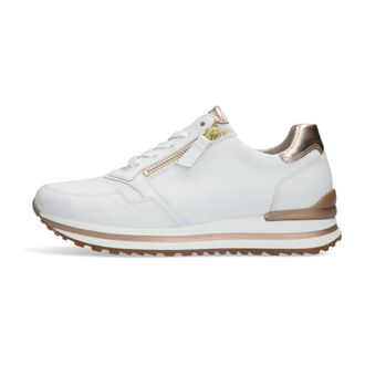 Gabor Schoenen, Dames, Wit, 38 EU, Leer, Witte Lage Sneaker Comfort Collectie
