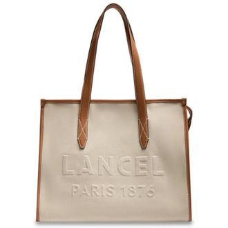 Lancel Tote L - Dames - Tassen - Beige - Maat: ONE Size Katoen
