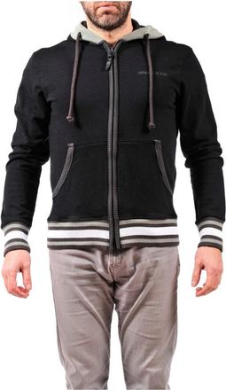 Armani Jeans Capuchontrui - Heren - Vesten met rits - Zwart - S - Katoen - Hoodies & sweatvesten