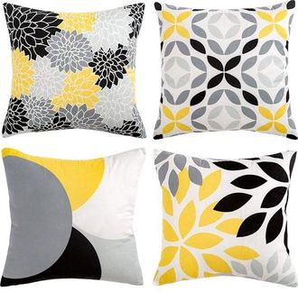OEM Funda De Coj&iacute;n Decorativa De 45 X 45 Cm, Suave Y Resistente, Con Estampados Para Sof&aacute;, Cama, Sala De Estar, Dormitorio, Hotel O Coche. Colores: Amaril