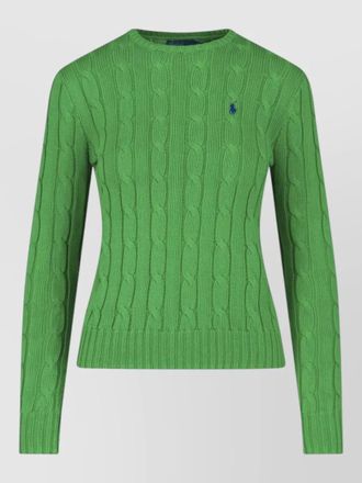 Polo Ralph Lauren cable knit crewneck sweater ribbed cuffs hem
