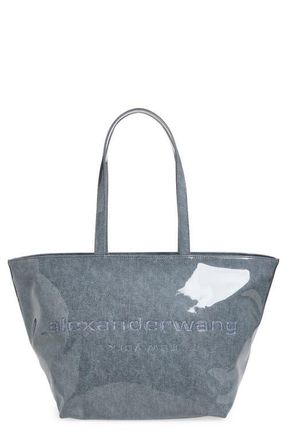 Alexander Wang Punch Lacquered Denim Tote Bag in Navy at Nordstrom