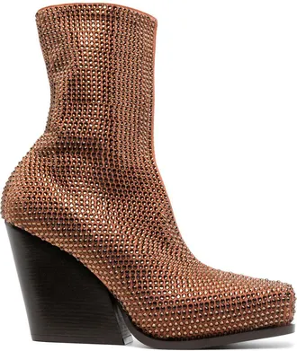 Stella McCartney Crystal Cowboy ankle boots - women - Polyester/Rubber/Polyurethane - 37.5 - Orange