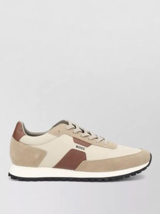 HUGO BOSS suede sneakers with rubber sole and stitching