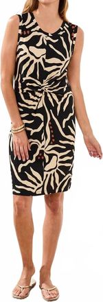 Tribal Jersey Front Knot Dress In Chestnut
