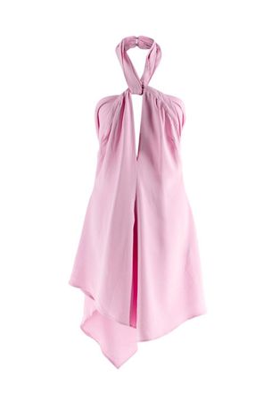 The Attico Becky Cutout Woven Mini Dress in Bubblegum Pink Size S