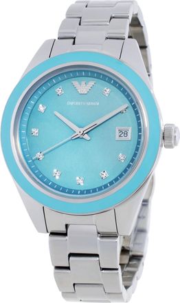 Emporio Armani Leo Quartz Crystal Blue Dial Ladies Watch AR11545