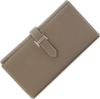 Herm&egrave;s Etoupe Gray Epsom Leather Long Wallet (Tri-Fold) (Pre-Owned)