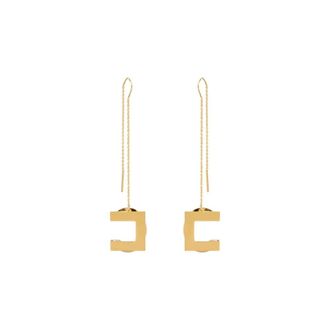 Elisabetta Franchi Pendientes con logo colgante - Accessories - Mujer - Amarillo - ONE SIZE