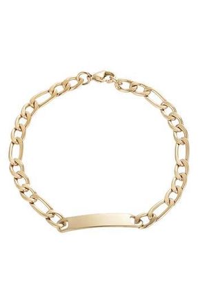 Adornia Mens 18K Gold Plated Figaro Chain ID Bracelet at Nordstrom Rack