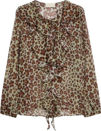 iBlues Overhemden, Dames, Veelkleurig, L, Polyester, Cr&ecirc;pe Blouse met Print