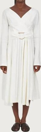 Ferragamo Womens Cross Over Midi Dress In White