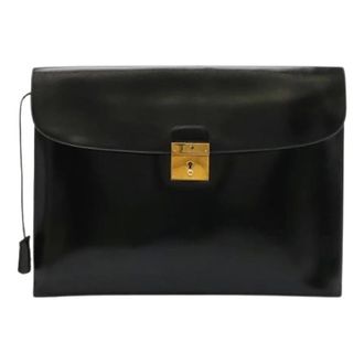 Herm&egrave;s Pre-owned Box Calf Kirius Clutch Bag - Heren - Pre-owned - Zwart - Maat: ONE Size Leer