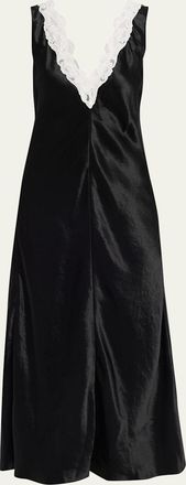 Maria McManus Lace V-Neck Sateen Dress