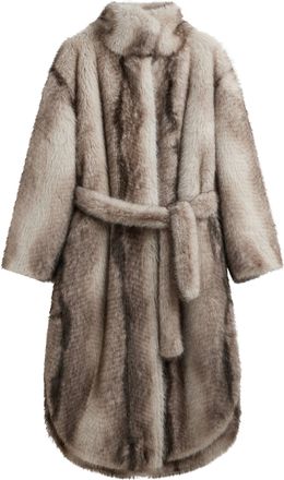 Frankie Shop Wrap-Around Grey Faux Fur Ravello Coat