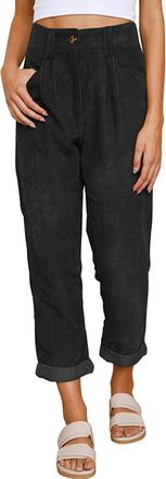 Generic Winter Corduroy Trousers For Women Uk Harem Pants With Pockets - Comfty Cropped Trousers Elegant Business Work Trouser High-Waisted Lounge Trouser Bag