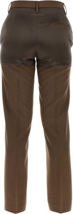 Maison Margiela Womens Two-Tone Wool Blend Trousers Brown Polyester Virgin
