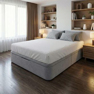BeZen Canap&eacute; abatible en tela gris niebla con montaje 140x190 cm