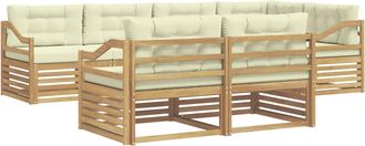 vidaXL Conjunto De Sof&aacute;s De Exterior 7 Uds. Blanco Y Crema Poli&eacute;ster Vidaxl