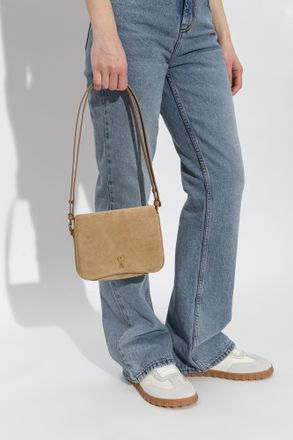 Ami Shoulder Bag Paris Paris, Unisex, Beige