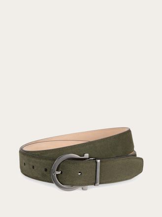Ferragamo Men Adjustable belt with Gancini Green