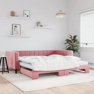 vidaXL Vidaxl - Sof&aacute; Cama Nido Con Colch&oacute;n Terciopelo Rosa 100x200 Cm