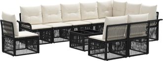 vidaXL Conjunto De Sof&aacute;s De Jard&iacute;n 11 Uds. Negro Rat&aacute;n Sint&eacute;tico Vidaxl