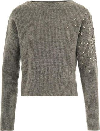Liu Jo Textured Knit Sweater With Sparkling Embellishments