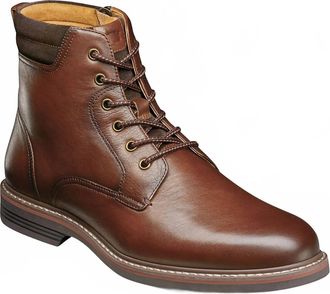 Florsheim Mens Norwalk Plain Toe Lace Up Boot In Cognac Tumbled