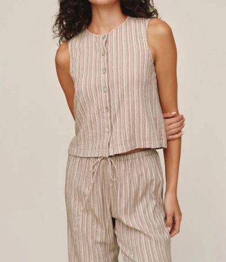 Bella Dahl Sleeveless Button Front Top In Driftwood