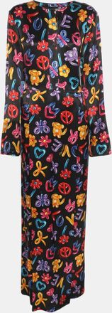 Love Moschino Multicolor Printed Satin Maxi Dress