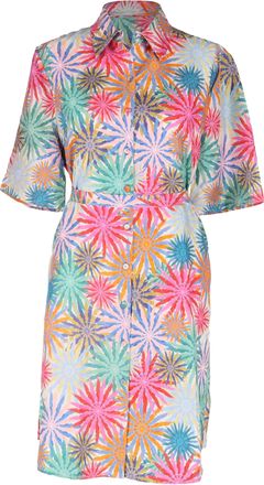 Saloni Jeri Printed Mini Shirt Dress in Multicolor Silk