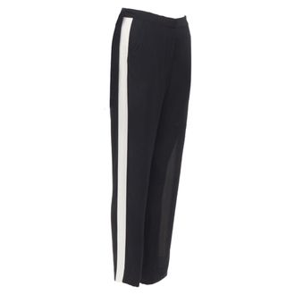 Lanvin 2013 Alber Elbaz 100% viscose white stripe black trousers FR36 S
