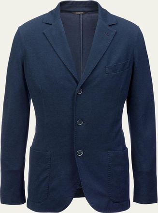 Loro Piana Mens Jersey Pique Three-Button Sweater Jacket