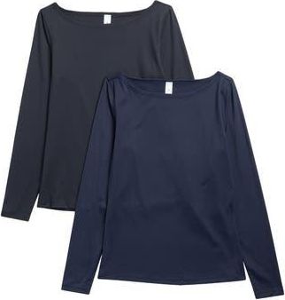 Yogalicious Zenly Winslet Assorted 2-Pack T-Shirts in True Navy/Black at Nordstrom Rack, Size X-Small
