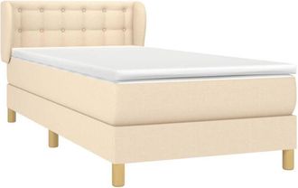 vidaXL Cama Box Spring Con Colch&oacute;n Tela Color Crema 100x200 Cm Vidaxl