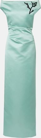 Erdem Floral off-shoulder duchesse satin gown