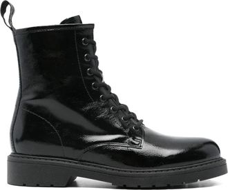 Nero Giardini lace-up patent-leather boots - women - Patent Leather/Rubber/Calf Leather - 41 - Black