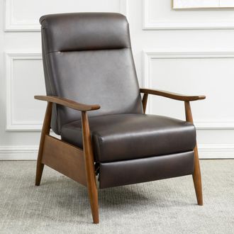 Comfort Pointe Solaris Wood Arm Push Back Recliner - Burnished Brown