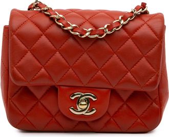 Chanel Pre-owned Womens Classic Mini Chain Bag - Red Leather - One Size