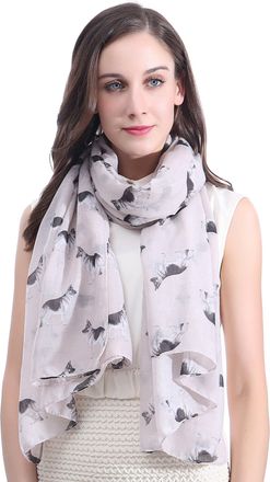 Lina & Lily German Shepherd Dog Print Womens Scarf Shawl Wrap Lightweight (Beige)