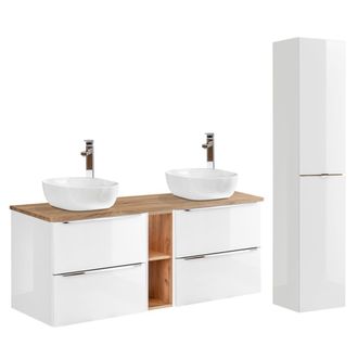 Petits Meubles Set mueble lavabo 2 nichos y columna estratificado Blanco