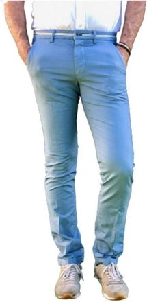 Mason's Katoenen Slim-Fit Broek met Satijnen Tailleband - Heren - Slim Fit Broeken - Blauw - S - Katoen - Broeken