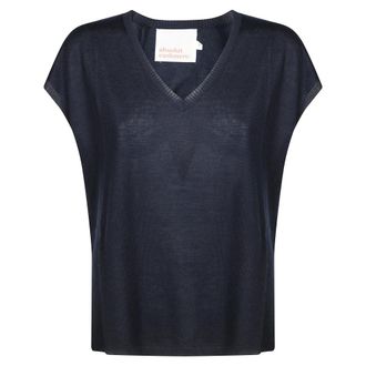 Absolut Cashmere Elegante Cashmere Trui voor Vrouwen - Dames - V-hals truien - Blauw - S - Truien & Vesten