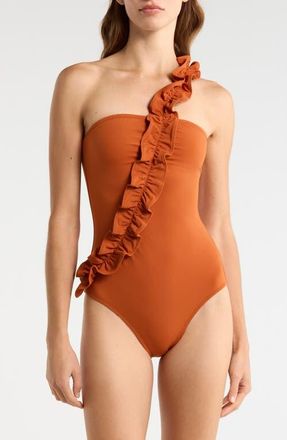 Ulla Johnson Capri One-Shoulder One-Piece Swimsuit in Sienna at Nordstrom, Size Medium