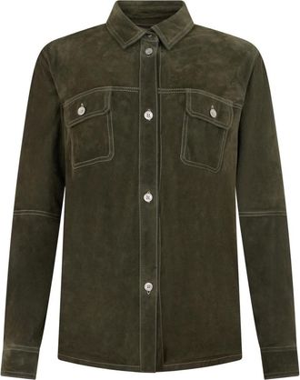 Moorer Elga Jacket - Dames - Leren en Su&egrave;de Jassen - Groen - M - Leer - Jassen