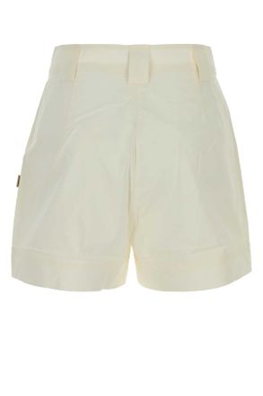 Woolrich Womens White Poplin Shorts Articwhite Exterior: Cotton