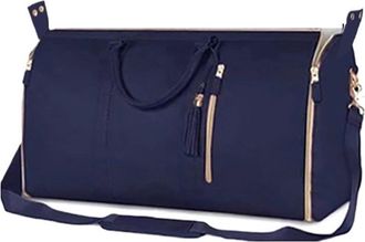 Generic Compatible For 1pc Foldable Womens Travel Convenient Carry-on Clothing Bag Large Leather Duffel Business(Blue)